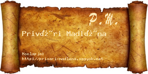 Privári Madléna névjegykártya